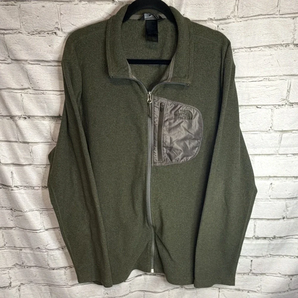 The North Face Mens 100 Tundra Full Zip Fleece Jacket XL Green